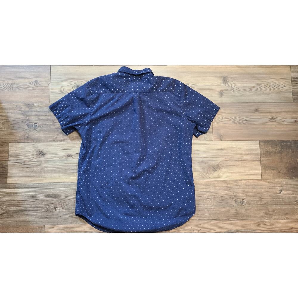 Obey Dexter Short Sleeve Mens XL Lighweight Blue White Polka Dot FLAW - Picture 3 of 7